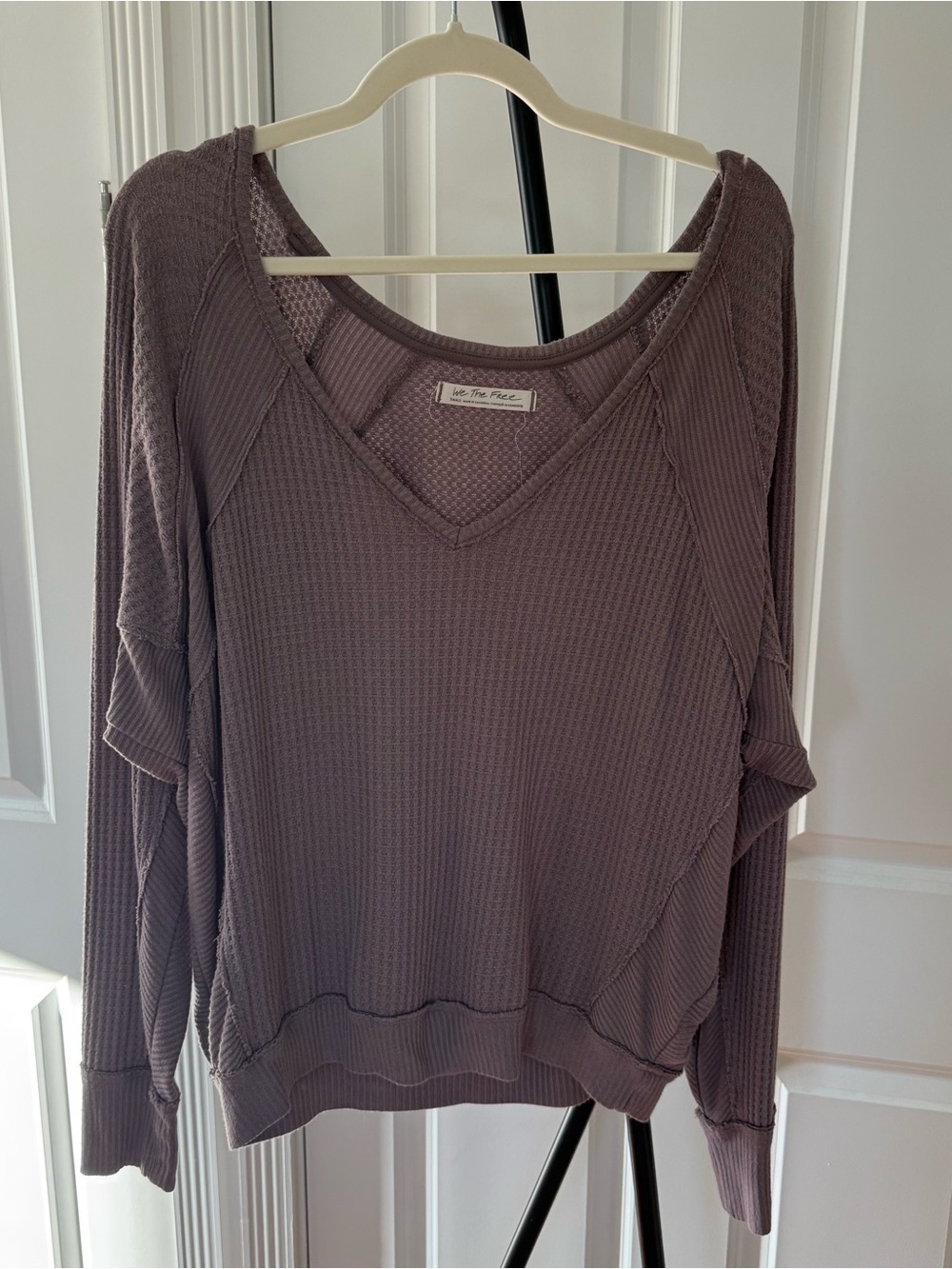 Free People Mauve V-Neck Long Sleeve Top